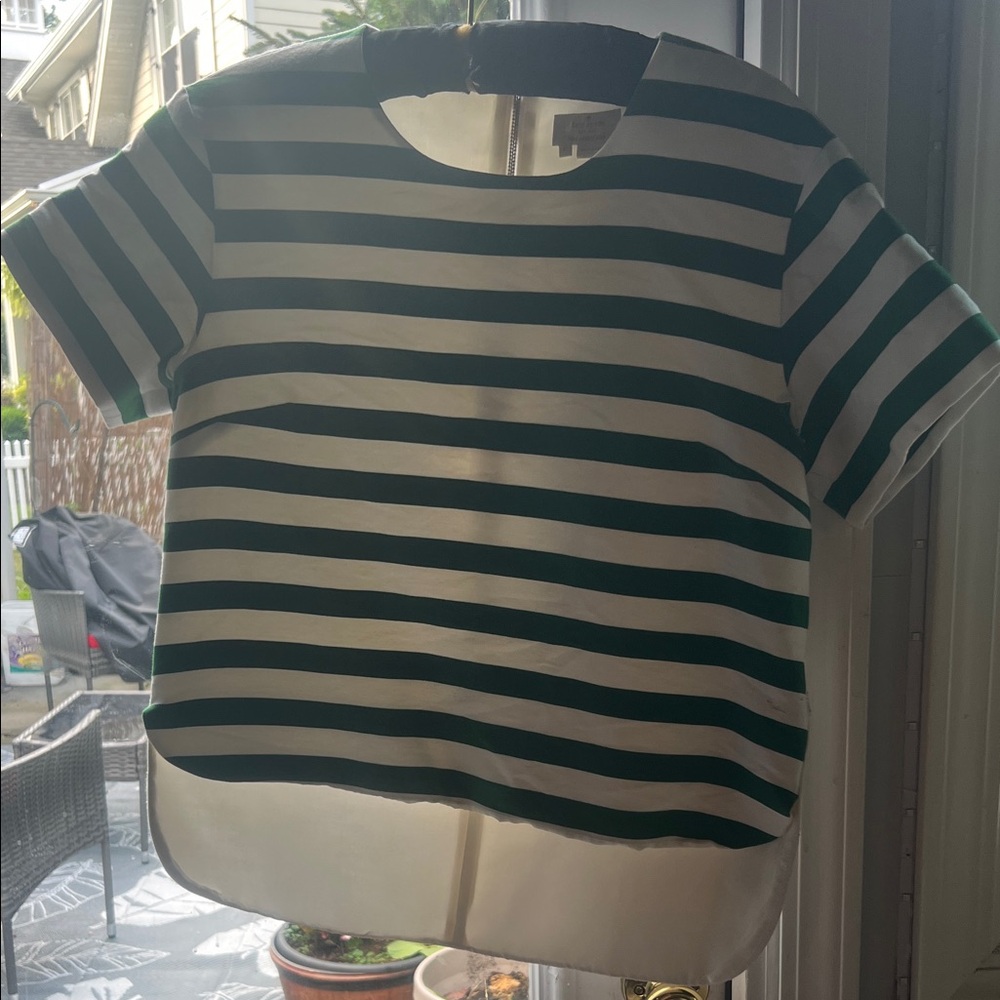 Kate Spade Striped Green and White Short Sleeve Top
